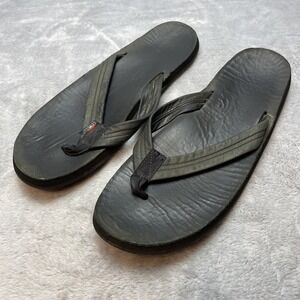 Rainbow Mens Premier Leather Flip Flops Sz XL/12-12.5 Black Arch Support Beach
